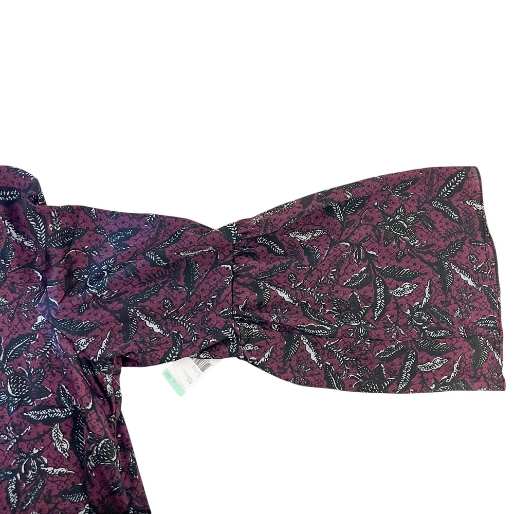 Simply Styled by Sears Women's Burgundy Floral‎ Bell Sleeve Peplum Tunic Top XL - Picture 5 of 9
